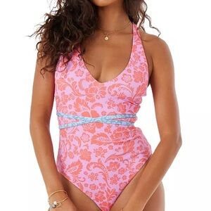 Roxy Pink Floral One-Piece Swimsuit